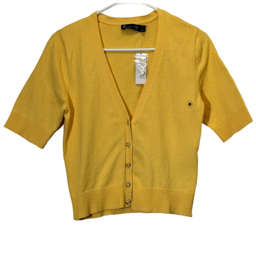Women's Gold Short-Sleeve Cardigan